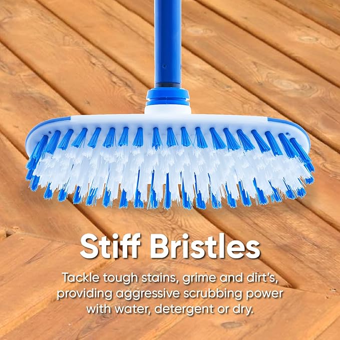 Superio Deck Scrub Brush Head Heavy Duty Stiff Bristles Replacement, Brush Refill with Scraper - Cleans Hot Tub, Swimming Pool, Granite Tiles, Bathroom, Patio, Kitchen, Wall, and Deck, (3)