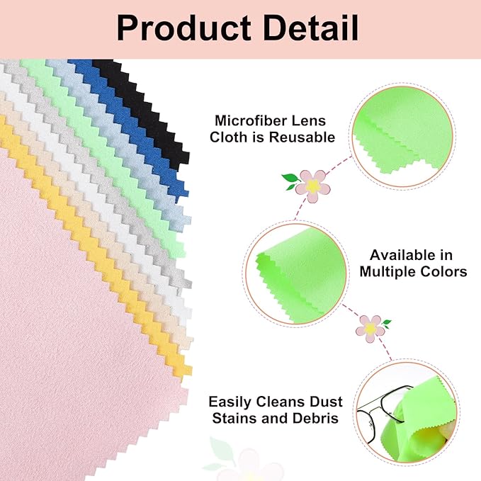 uxcell 12 Pcs Microfiber Cleaning Cloth for Glasses, 11.8 x 11.8 Inch Eyeglass Cleaning Cloth, Glasses Cleaner Wipes for Electronics Lenses Screens Cameras Cell Phones, Green