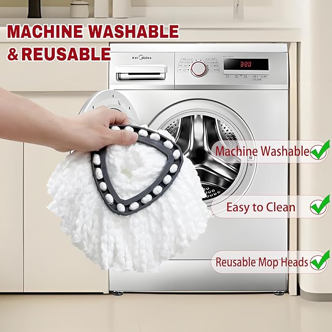 Spin Mop Replacement Heads, Mop Replace Head Easywring 1-Tank System, Mop Head Replacement for Hardwood Floor Cleaning, Machine Washable and Easy to Replace (6Pack)