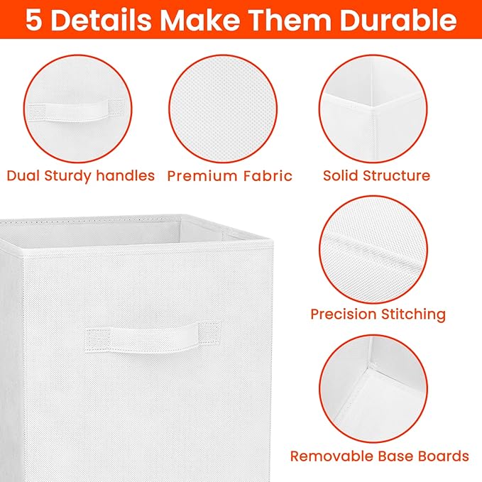 Criusia Storage Cubes - 13 Inch Heavy Duty Fabric Storage Bins for Shelves Closet Cube Organizer