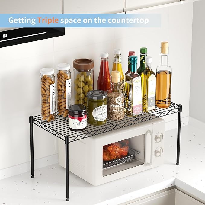 1-Tier Wire Shelf Rack,30" Wx14 Dx17 H,Single Metal Shelves Rack,Height Adjustable Metal Wire Shelving Unit and Storage for Kitchen,Cabinet,Countertop,Under-Sink,Closet,Pantry,Bathroom