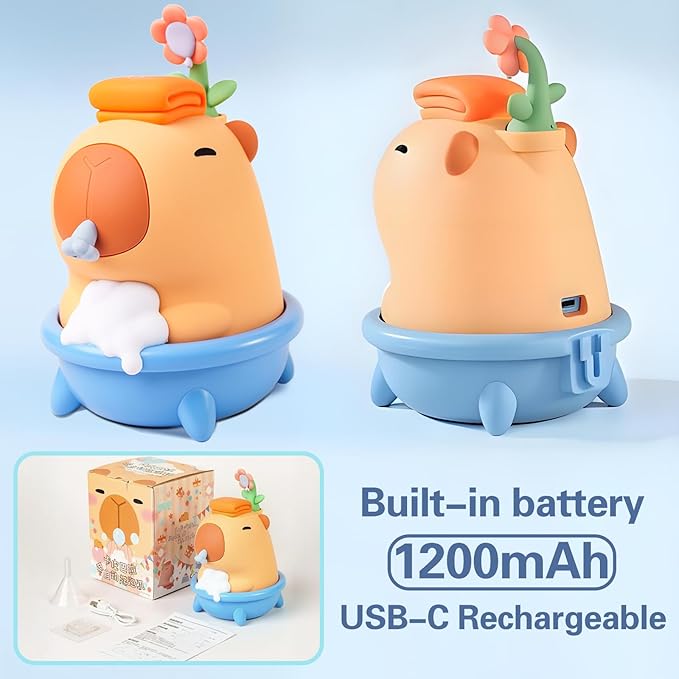 Capybara Automatic Soap Dispenser - Cute Kids Foam Soap Dispenser, Hand-Free IPX7 Waterproof USB Rechargeable Hand Sanitizer‌ Sensor Dispensers 9.5oz, Boys Girls Toddlers Birthday Gift, Pink