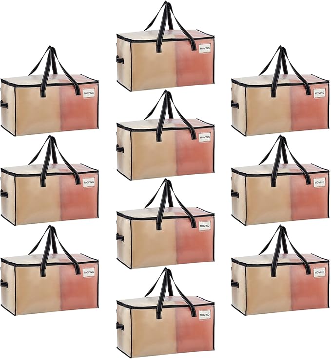 10 Pack Heavy Duty Moving Bags, Clear Storage Bags for Clothes and Comforters