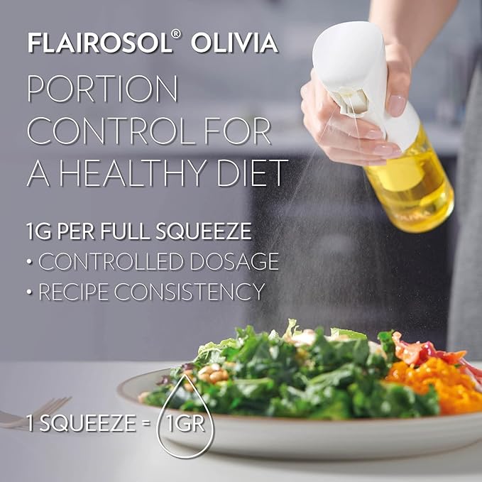 OLIVIA SIGNATURE Advanced Kitchen Oil Sprayer Technology, Fine Mist & Portion Control, Refillable Glass Olive Oil Cooking Spray Bottle for Air Fryer, Salad, BBQ, 130ml (Golden Leaves)