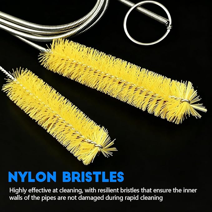 2PCS Flexible Long Drain Brush, 78 Inch Nylon Stainless Steel Tube Cleaning Brush, Slim Long Hose Pipe Cleaning Tool for Auto Sunroof Drain Hole
