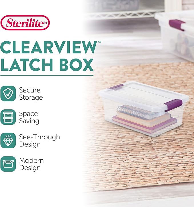 36-Pack ClearView Latch Box, Stackable Storage Organizer Bins for Home, 6 Quart