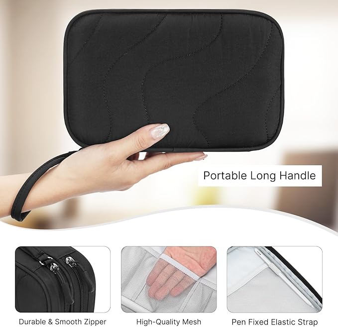 Skycase Tech Pouch - Lightweight Electronics Organizer Travel Case - Double Layers Cable Organizer - All-in-One Storage Bag for Charger, Cord, Phone, Flash Drive, Essentials