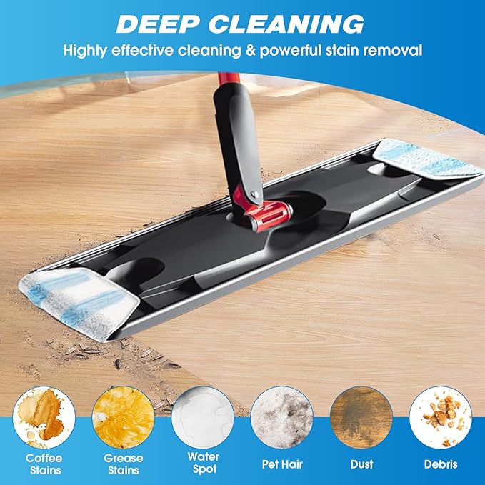 Reusable Microfiber Mop Pads Compatible with O Cedar H2prO Flat Mop System, H2prO Flat Mop Replacement Pads, H2prO Flat Mop Refills, Flat Mop Head for Floor Cleaning, Machine Washable, 6 Pack