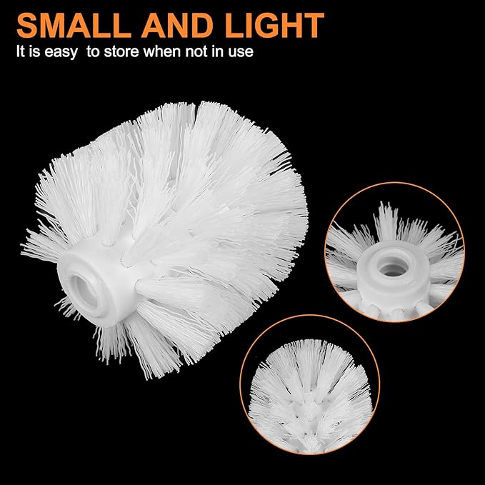 uxcell 2 Pcs Toilet Bowl Brush Replacement Head 12mm, Toilet Scrub Brush Cleaning Round Ball Shaped Toilet Brushes Heads White