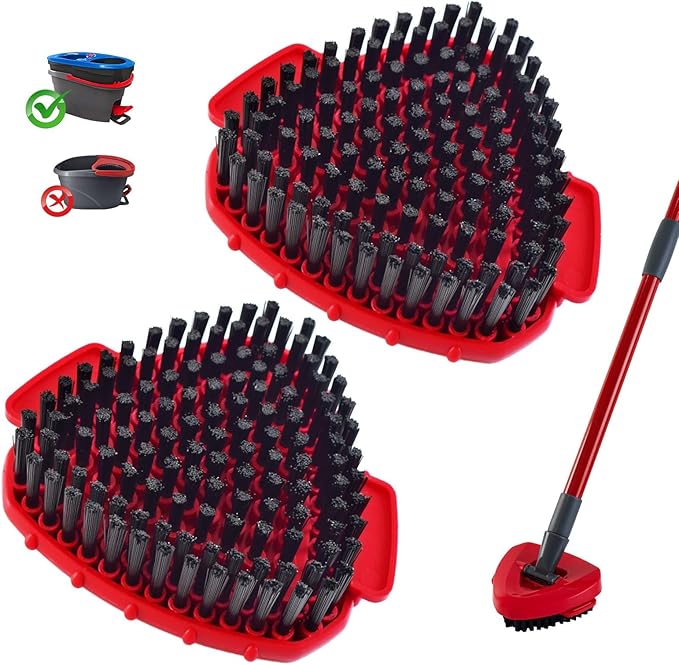 Scrubber Mop Head for Ocedar, Upgrade Scrub Brush for Ocedar, Spin Mop Scrub Brush Head for O Cedar RinseClean 2-Tank, More Bristles Scrub Brush Attachment for Bathroom, Deck, Kitchen Floor Cleaning