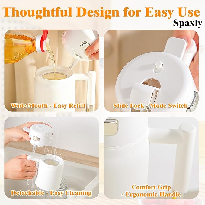 2-in-1 Glass Oil Sprayer & Dispenser Bottle, 700ml Kitchen Oil Mister with Non-Drip Spout & Lock Switch for Olive Oil, Cooking Spray, Baking, Salad Dressing