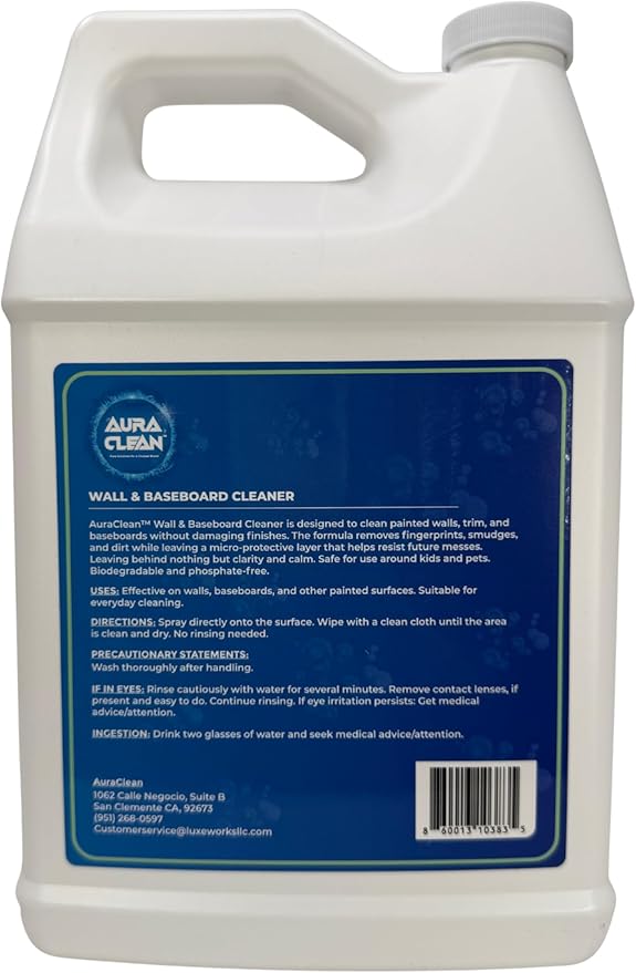 Gentle Wall & Baseboard Cleaner - Safe for Painted Walls & Trim | Non-Toxic, No-Rinse Spray | Anti-Resoil, Streak-Free Finish for Everyday Cleaning