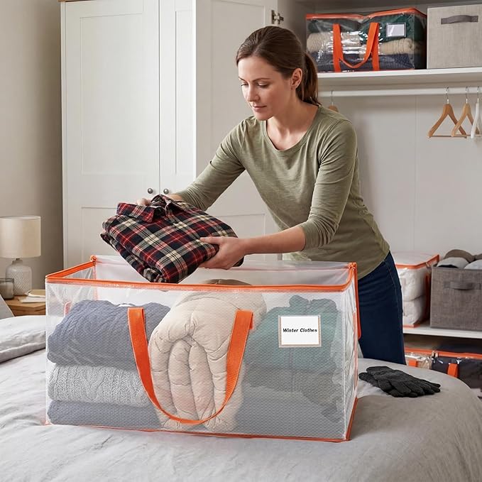Clear Moving Bags with Orange Handles