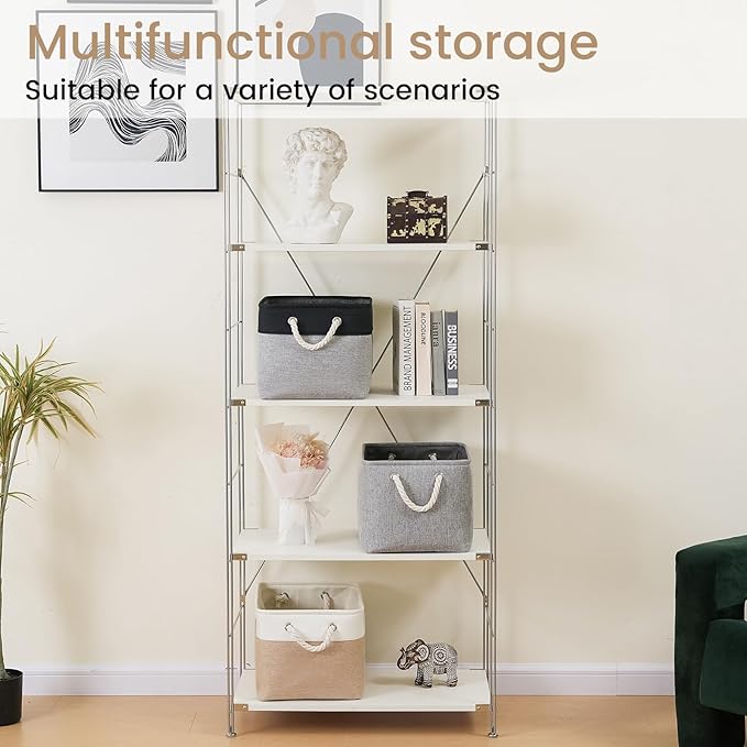 Large Storage Baskets- 15x11x10 inch Storage Bins for Shelves and Closet Organizing, Foldable Fabric Bin for Home Organization Clothes and Laundry