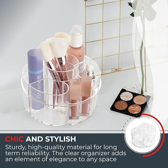 Small 360 Rotating Makeup Organizer, Round - Clear