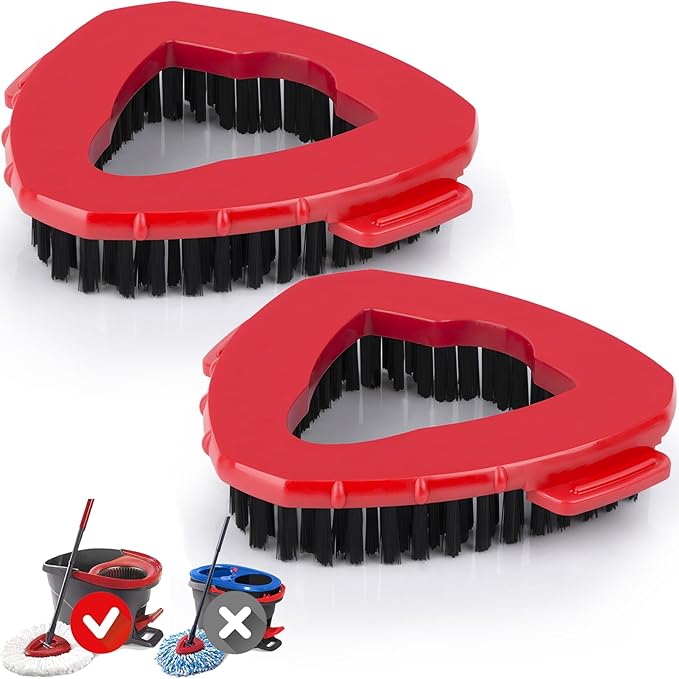Spin Mop Scrub Brush Head Compatible with O Cedar EasyWring 1 Tank System, Shower Floor Scrubber Mop Head Replacement, Hard Bristle Cleaning Brush for Kitchen Tile, Not Fit RinseClean, 2 Pack