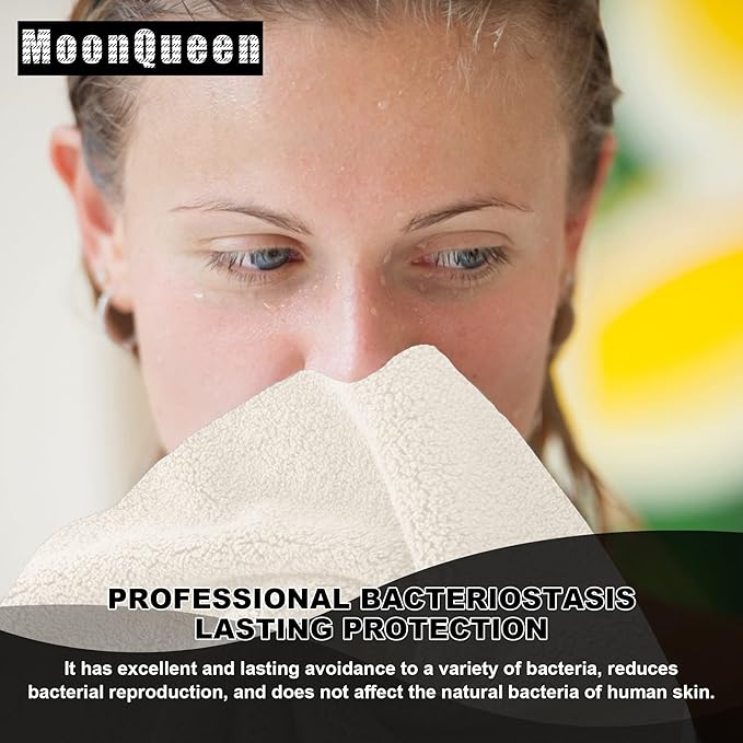 MOONQUEEN Microfiber Facial Cloths Fast Drying Washcloth 12 Pack - Premium Soft Makeup Remover Cloths - Cream