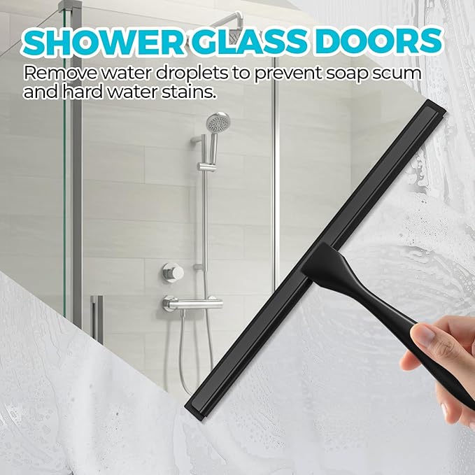 ALFLOD 2PACK All-Purpose Shower Squeegee for Shower Doors, Tile Shower Walls, Bathroom, Window, Glass and Car Windshield