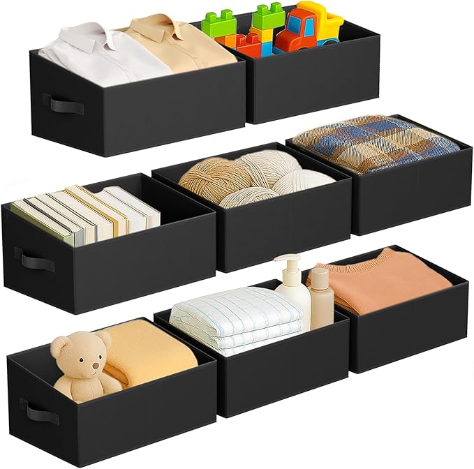 DIMJ Closet Storage Bins 8 Pack - Fabric Storage Baskets for Shelves, Large Clothes Organizers with Handles