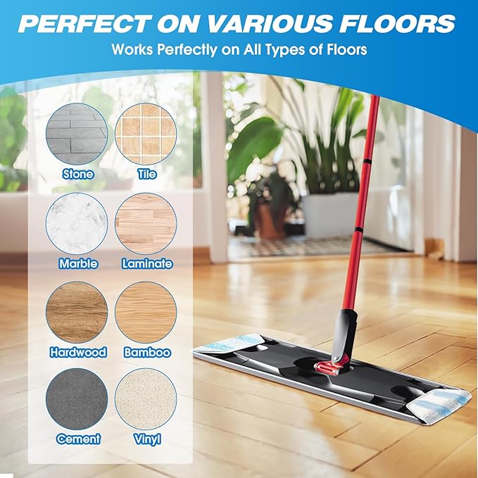 Mop Heads Replacement Compatible with O Cedar H2prO Flat Mop System, H2prO Flat Mop Replacement Pads, Flat Mop Refills, Flat Mop Replace Head for Floor Cleaning, Machine Washable, 8 Pack
