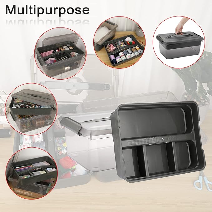 BTSKY Stack & Carry Box - Clear Storage Container (Multi-Purpose)