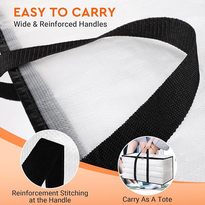 Clear Moving Bags Heavy Duty 8 Pack, Storage Bags with Zipper, 28.7"x14.2"x14"