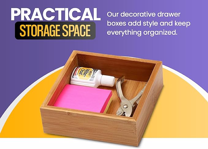 YBM HOME Pack of 12 & Kitchen Bamboo Drawer Organizer Box 14" Lx10 Wx2 H #319