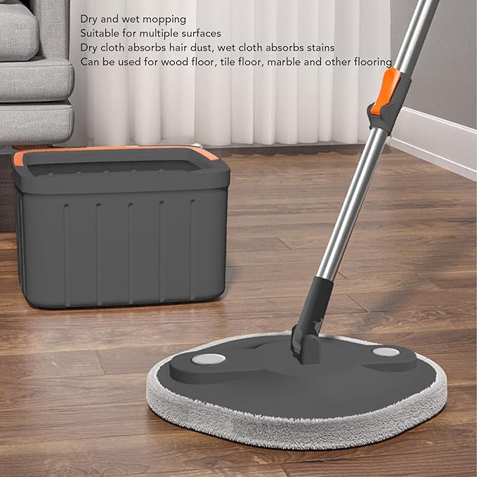 Mop Bucket Set, Self Wringing 360 Degree Rotating System Flat Mop Bucket Set for Hardwood Tile Marble Floor Cleanings
