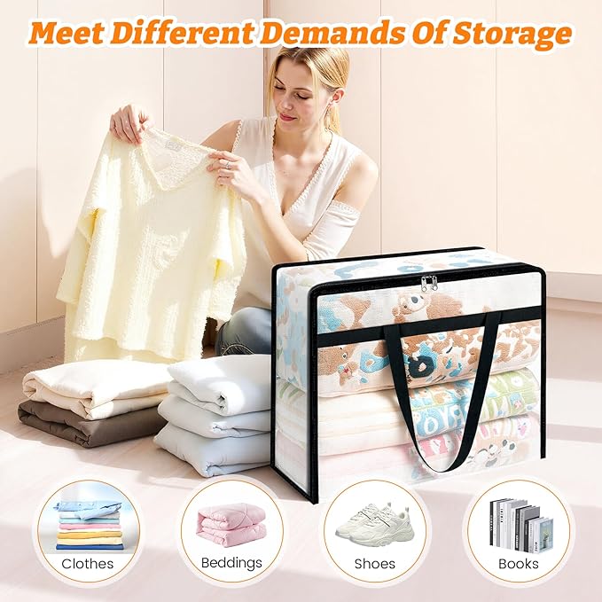 4 Pack Clear Clothes Storage Bags, Moving Bags, 90L