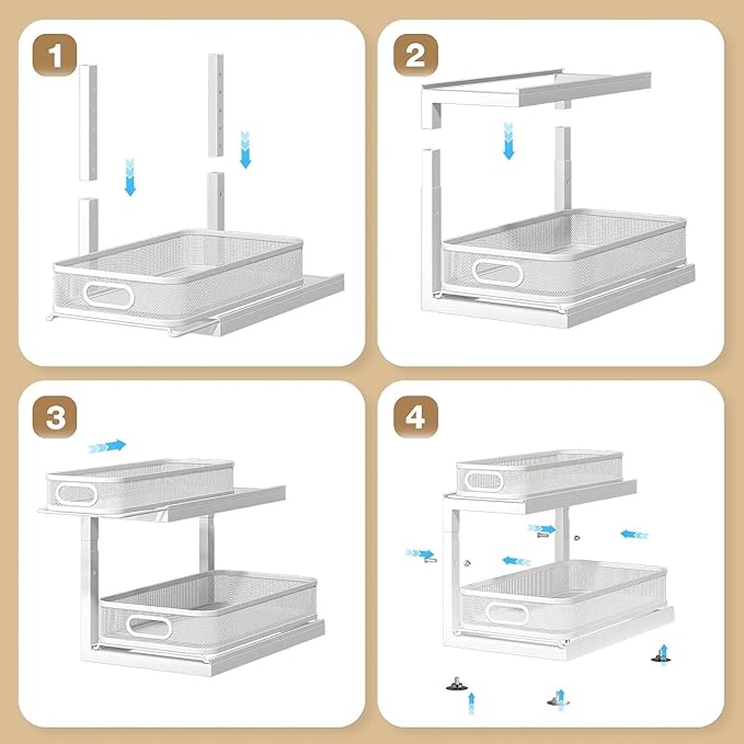 2-Pack Under Sink Storage Organizer with 2-Tier Slide Out Drawer