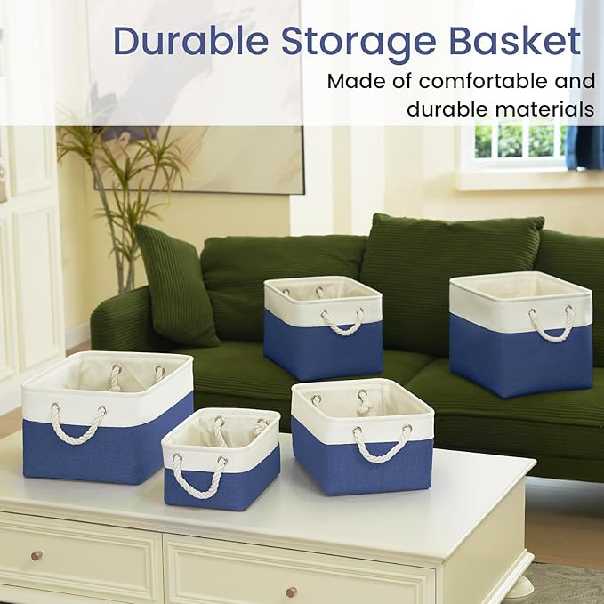Large Storage Baskets- 15x11x10 inch Storage Bins for Shelves and Closet Organizing, Foldable Fabric Bin for Home Organization Clothes and Laundry