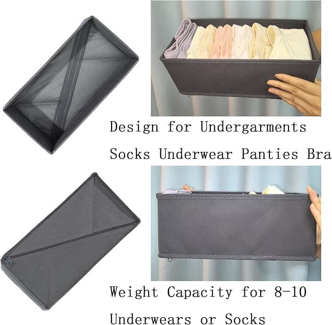 Sock Drawer Organizer 3 Pack, Gray