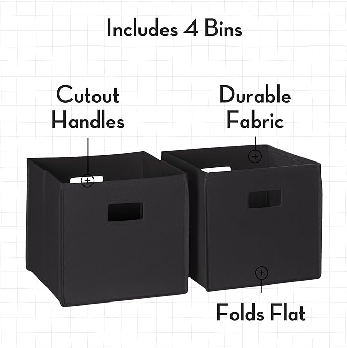 Folding Storage Bins with Handles Black Cube Storage Organizer for Closet