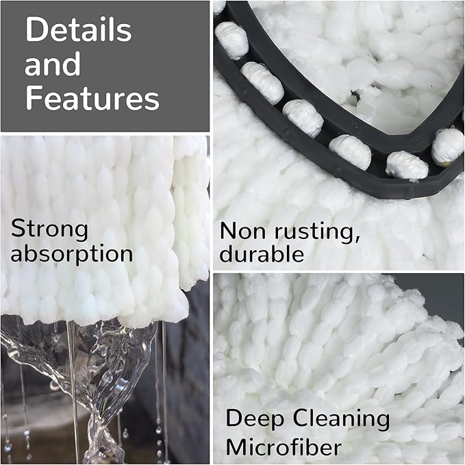 Spin Mop Replacement Head,Thick Microfiber Refills for O-Cedar Spin Mop,4-Pack Washable & Reusable for Hardwood/Tile Floors, Exact Fit for 1-Tank System (White)