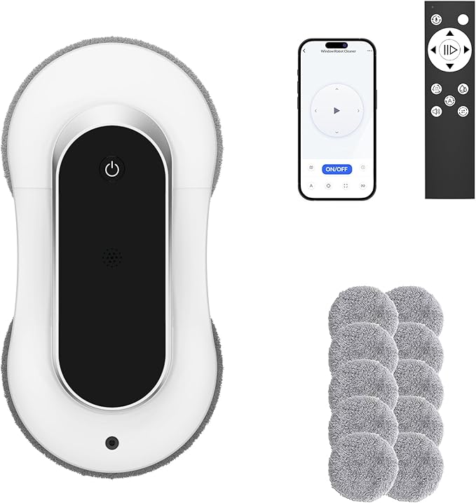 Automatic Window Cleaner Robot With Dual Water Spray,Smart Window Cleaning Washer Machine With 3000pa Suction&AI Path Planning,Perfect Windows Cleaning Robot For HighRise Windows, Tiles And Glass
