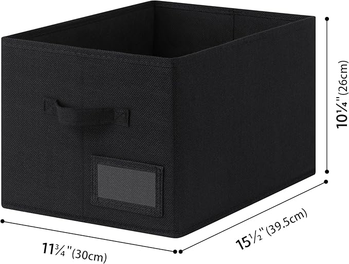 GRANNY SAYS Storage Baskets for Shelves, Fabric Storage Bins for Clothes, Closet Organization Bins, Collapsible Storage Bins with Handles, Decorative Storage Box, Black, Large, 3-Pack