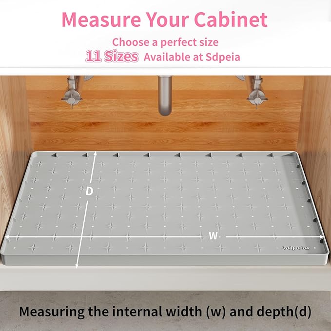 Sdpeia Under Sink Mat 19"×19" Waterproof Silicone Cabinet Liner & Sink Protector for Kitchen & Bathroom, Multi-Purpose Organizers Tray for Pets, Laundry, Cat Litter Mat