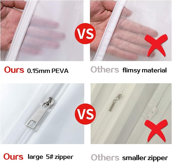 MsKitchen 6 Pack Garment Bags for Hanging Clothes (24x40") - Dustproof Suit Bags for Closet Storage - Durable PEVA Covers with Sturdy Zipper for Coats, Jackets & Dresses (Translucent)