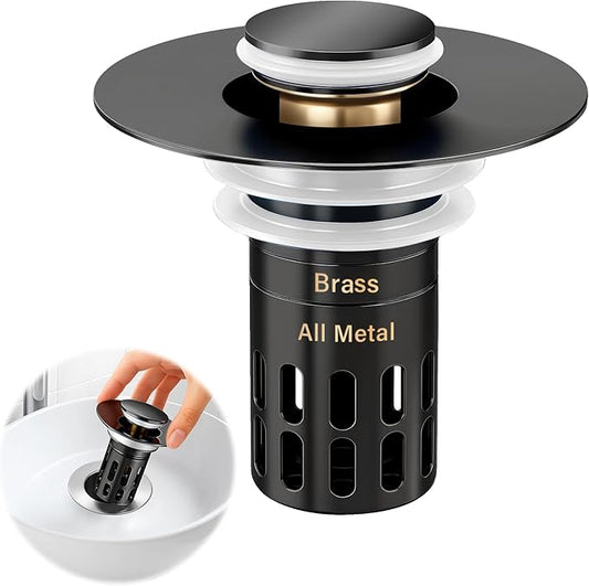 (All Metal) Bathroom Sink Stopper,Pop Up Drain for Bathroom Sink,Sink Stopper Hair Catcher