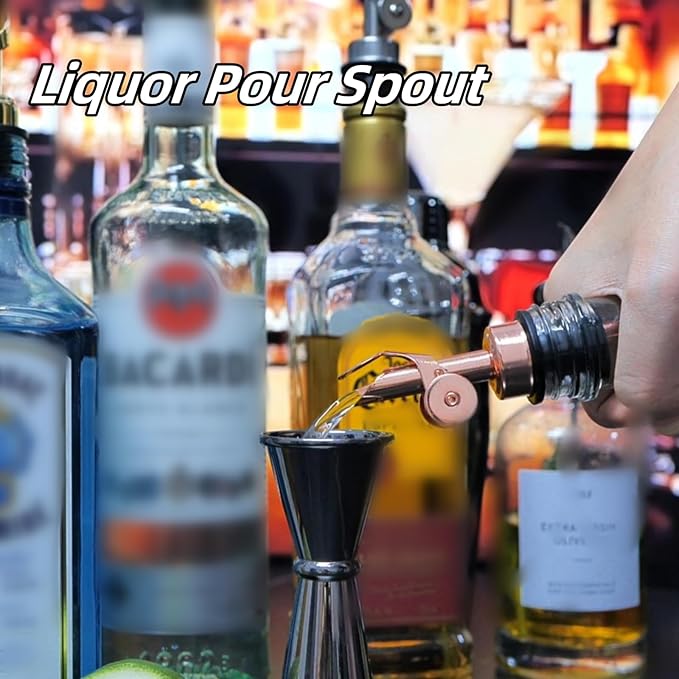 Olive Oil Dispenser Spout, Weighted Liquor Pour Spout, Syrup Dispenser Spout, Stainless Steel Automatic Pour Spouts for Liquor Bottles, Oil Bottles, Vinegar, Syrup and Alcohol 4 Pack Sliver