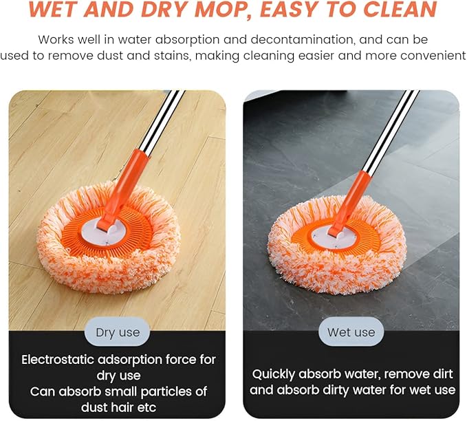 360° Rotatable Adjustable Cleaning Mop with 5 Mop Head, Extendable Wall Cleaning Mop, Spin Mop for Floor Cleaning, Wall Cleaning Bathroom Cleaning Household Supplies