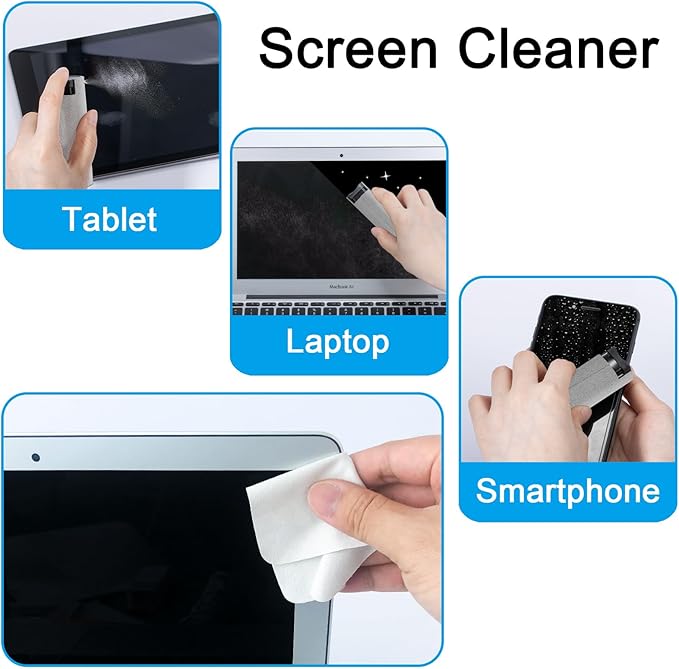 Screen Cleaner Touchscreen Mist Spray, walrfid Cleaning Kit for Electronic Smart Phone TV, Laptop, Tablet, PC, Computer LCD Flat Screens, Eyeglasses