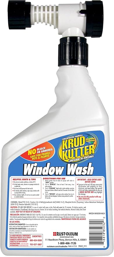 Krud Kutter Window Wash Cleaner, 32 oz, Streak Free Glass Cleaner for Windows, Mirrors and Glass Surfaces, Removes Dirt, Dust and Grime