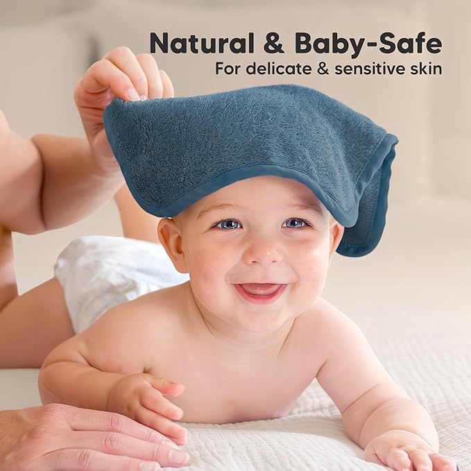 6-Pack Baby Washcloths – Soft Absorbent Viscose from Bamboo Washcloths for Face, Body, Baby Towels for Newborn, Kids, Toddlers, Infant, Gentle on Sensitive Skin, 10x10 Reusable Face Towels (Depths)