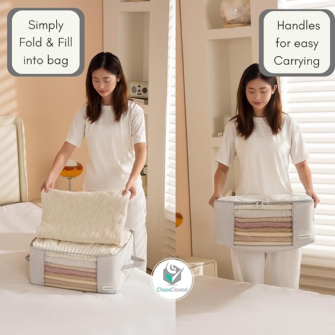 2 Pack Clothing Storage Bags Clothes Organizer folding fabric bags for sweaters