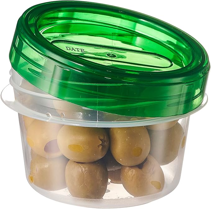 PLASTICPRO 12 Pack Twist Cap Food Storage Containers with Green Screw on Lid- 4 oz Reusable Meal Prep Containers