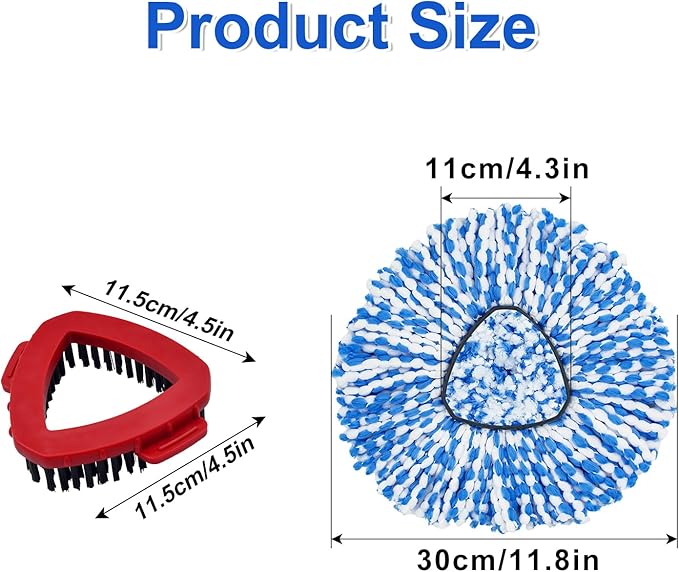 Mop Head Replacement Compatiable with Ocedar RinseClean 2-Tank System, Mircofiber Mop Heads Refill and Scrub Brush for O Cedar Rinseclean Spin Mop, 6 Pack Mop Refills & 2 Scrub Head for Floor Cleaning