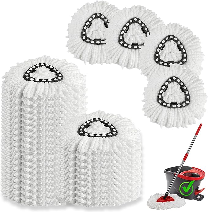 16 Pack Spin Mop Refills Head, Mop Heads Replacement for Spin Mop, Washable Microfiber Mop Replace Head Spin Mop, 360°Spinning Micro Replacement Mop Head for Easy House Cleaning Floor Mopping