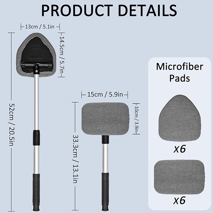Beieverluck 20 Pieces Windshield Cleaner Tool, Inside Car Windshield Cleaning Tool with 12 Microfiber Pads, 4 Spray Bottle