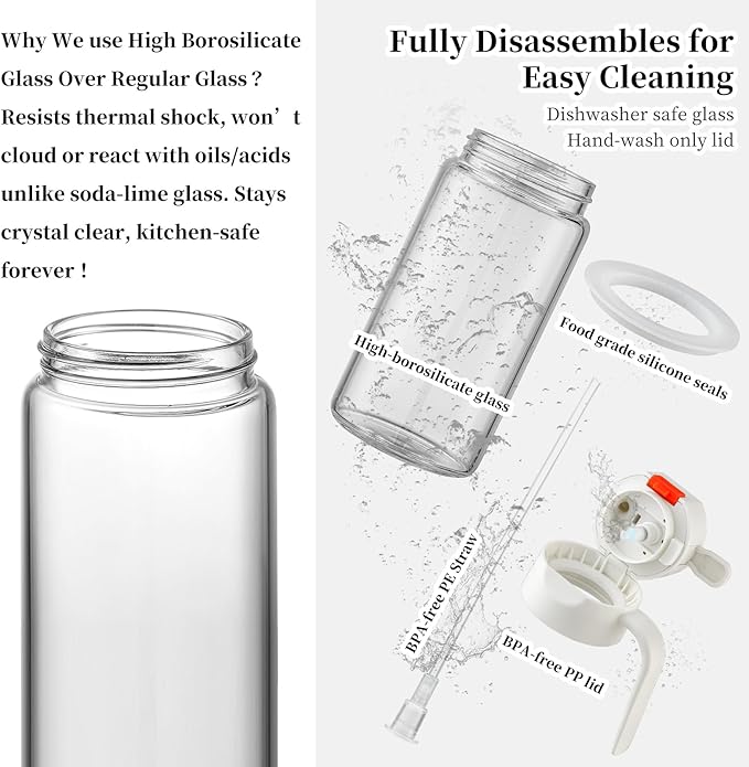18oz/500ml High-Borosilicate Glass Oil Sprayer for Cooking, Olive Oil Dispenser Bottle,2 in 1 oil Dispenser with Portion Control for Salad, Frying, BBQ (WHITE)